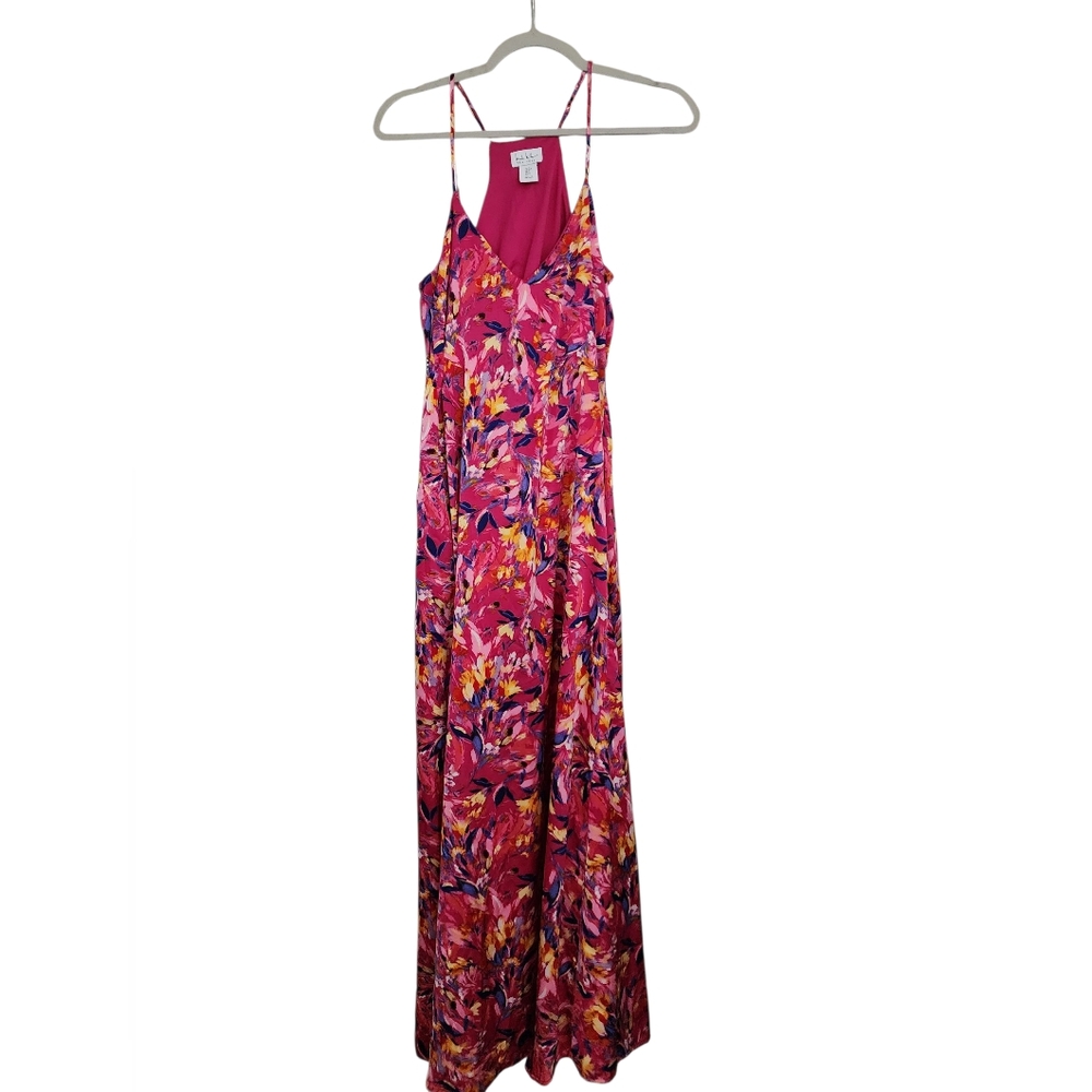 Nicole Miller Vibrant Silky Floral Maxi Dress. It Has Pockets!